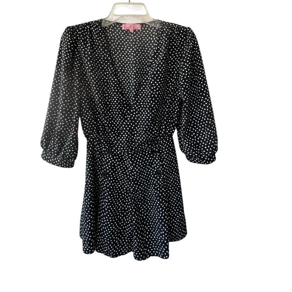 Antropologie Eva Franco Romper Black White Polka Dot Feminine SZ 2
